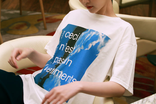 Buy Printed white T-shirt "Ceci n'est pas un vetements" from a friend of mine online paris taipei tokyo