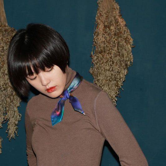 Blue printed fashion cotton scarf from a friend of mine online taipei paris tokyo