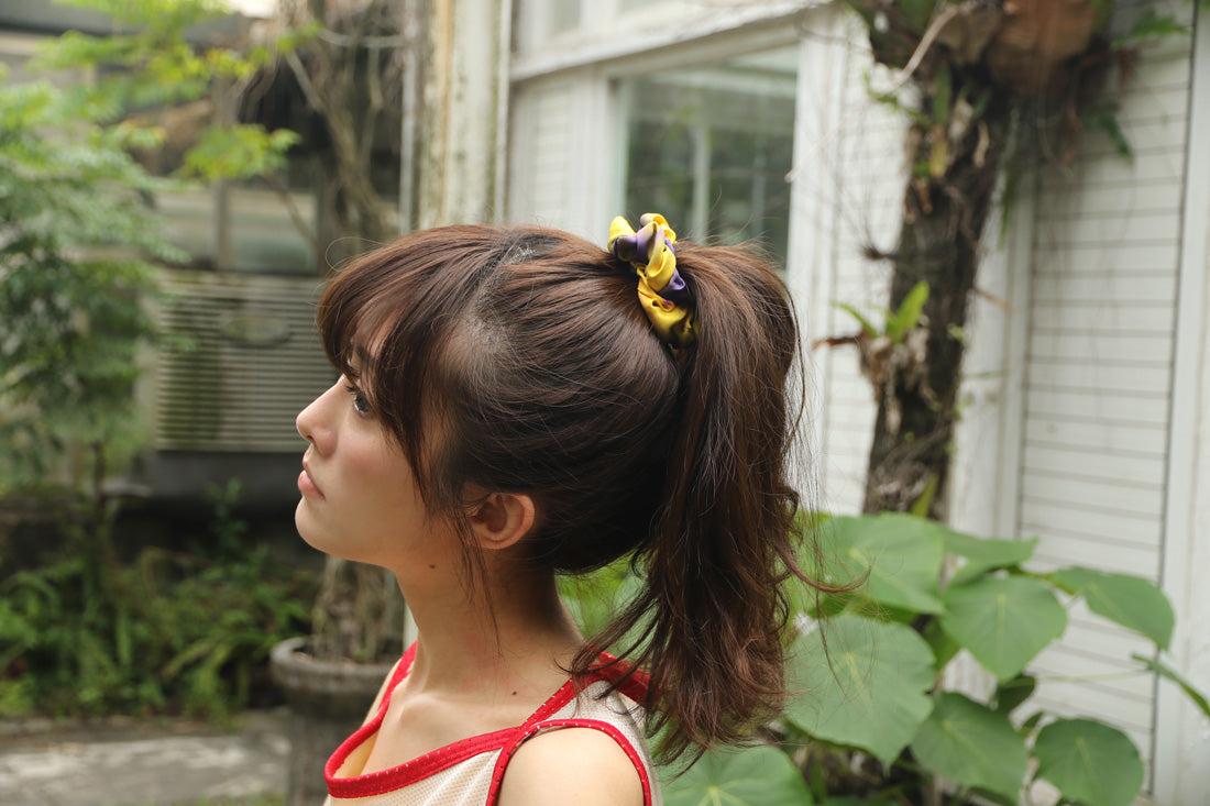 buy yellow purple fashion silk scrunchies online paris taipei tokyo harvey nichols isetan selfridges barneys new york