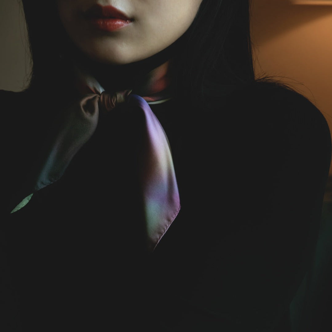 beautiful asian model wearing a french silk twill scarf style from a friend of mine