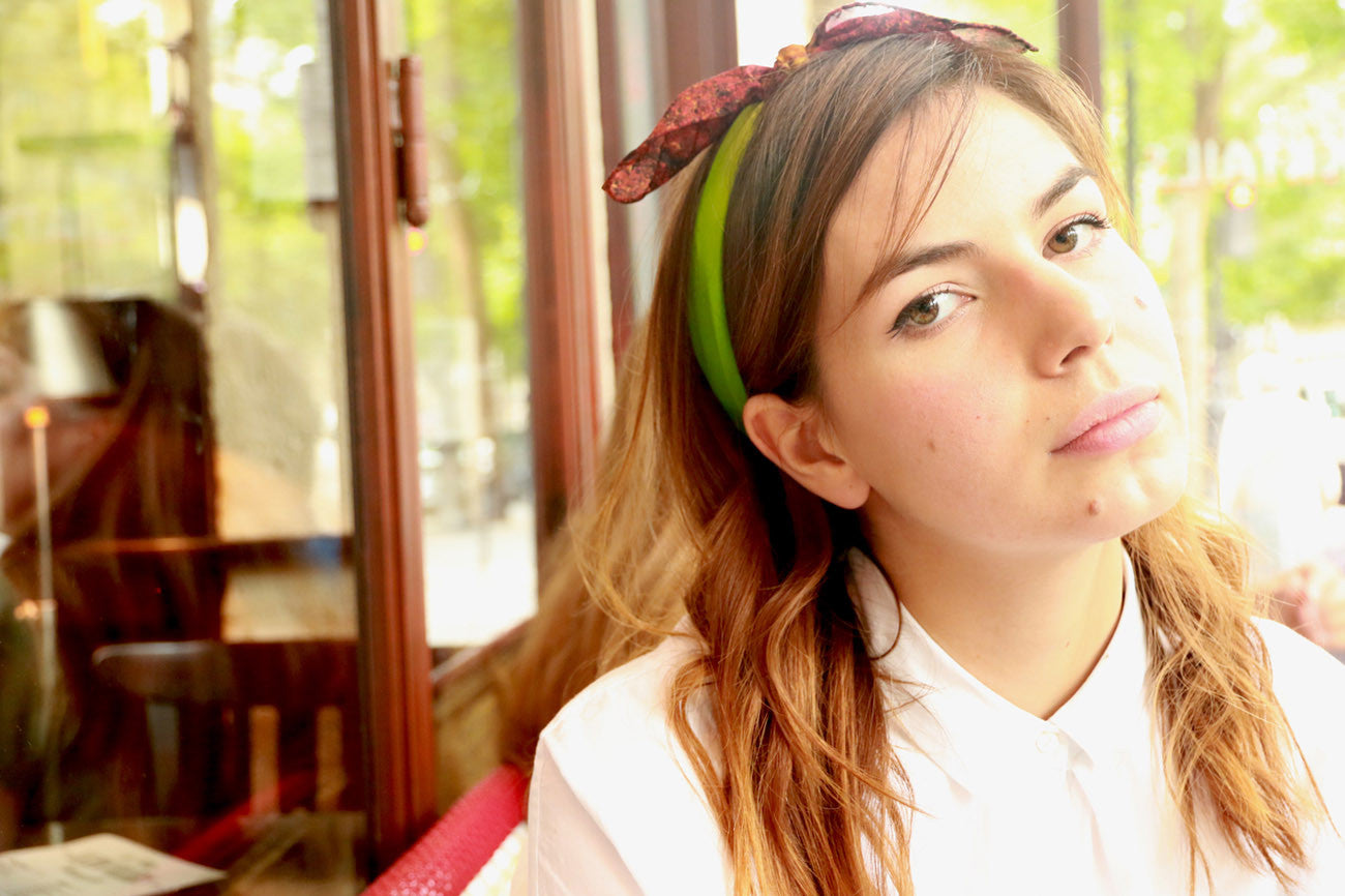 Shop bandanas & fluo green head scarf for women as luxury accessory online Paris! Shop Isetan, Colette, Goop & Vogue!