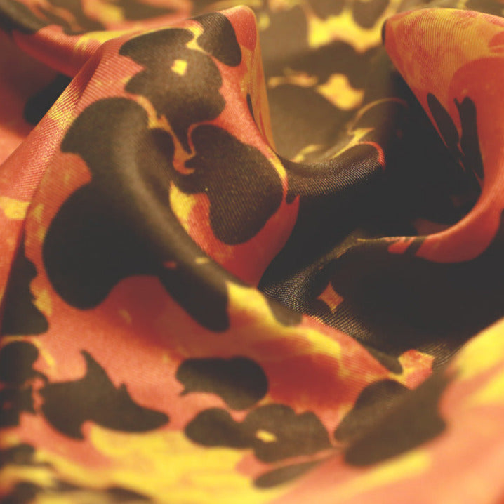 Orange tone printed scarf from a friend of mine, Ralph Klein, scarf made in japan. 