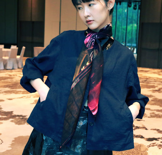 black silk scarf style from a friend of mine online made in japan