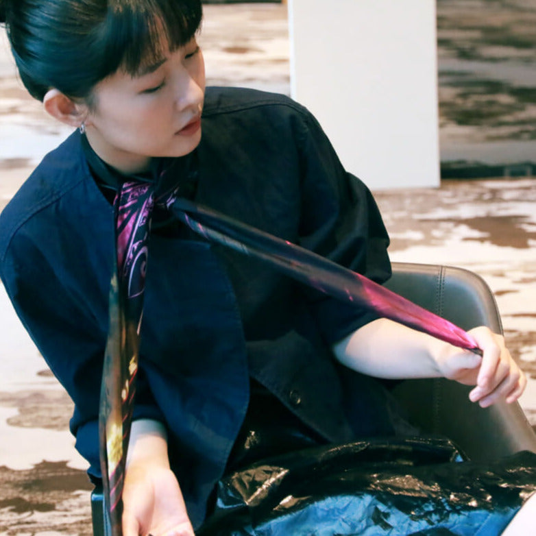 black silk scarf style from a friend of mine online made in japan