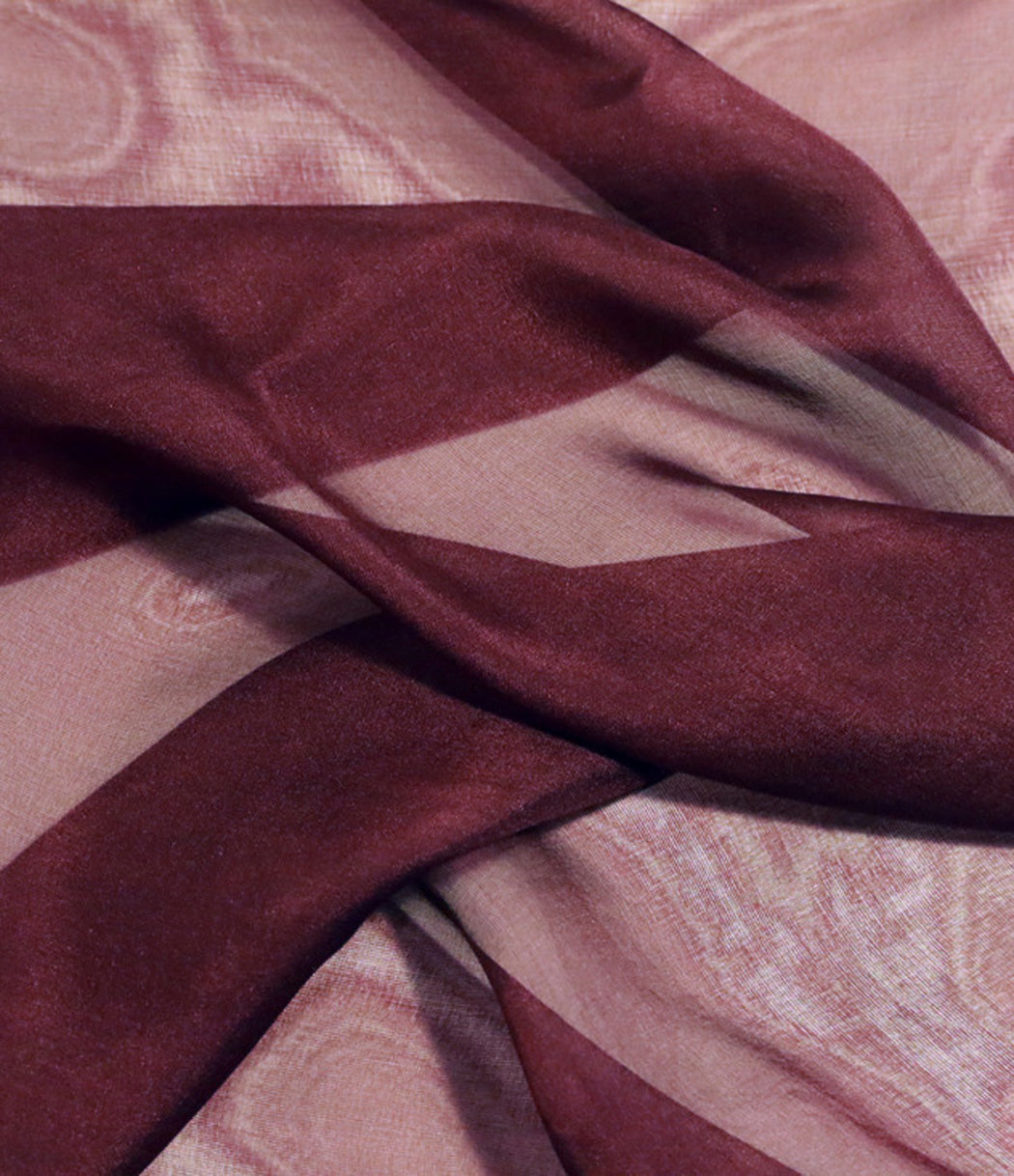 < Limited Edition > Silk Chiffon Scarf in bordeaux / 53 x 53cm / Made in Japan