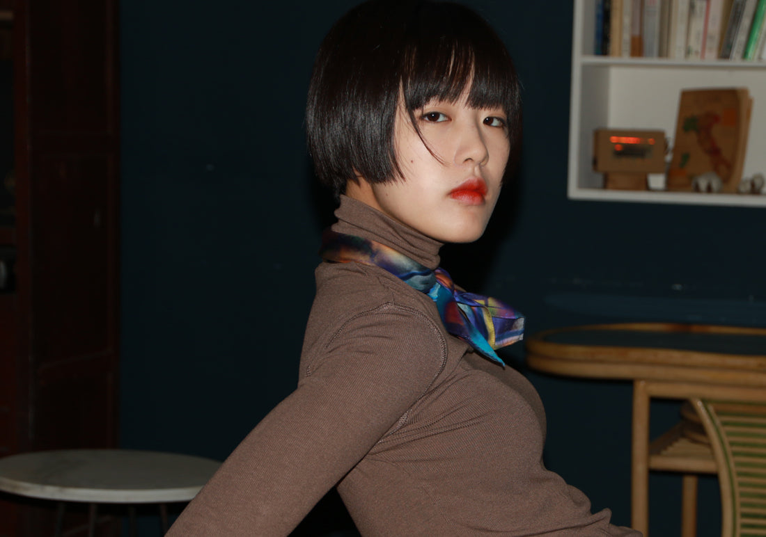 Blue printed fashion cotton scarf from a friend of mine online taipei paris tokyo