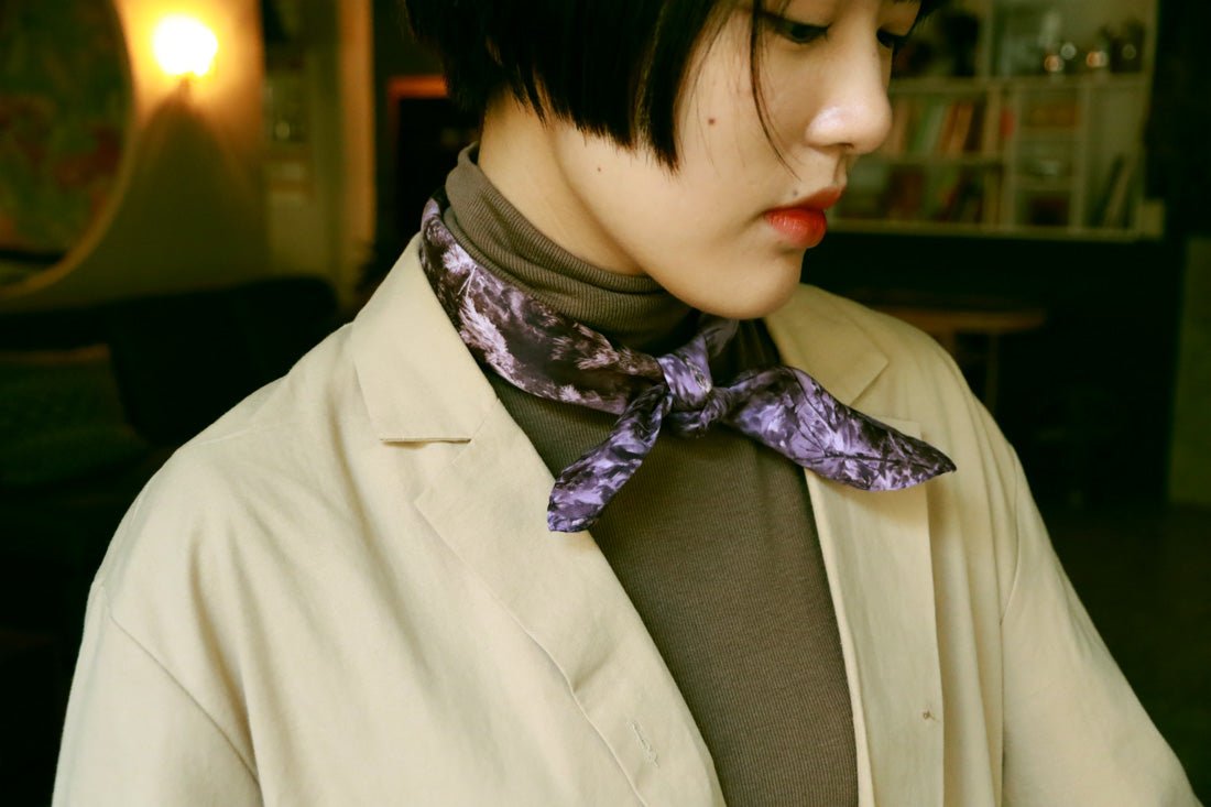 buy violet cotton satin scarf online paris taipei tokyo from a friend of mine 時尚 方巾穿搭 質感推薦