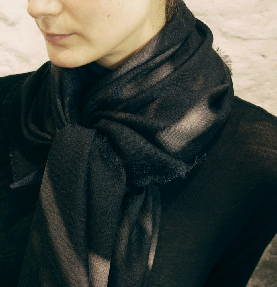 Buy beautiful black silk/wool scarf styles for women as luxury accessories online & in Paris!