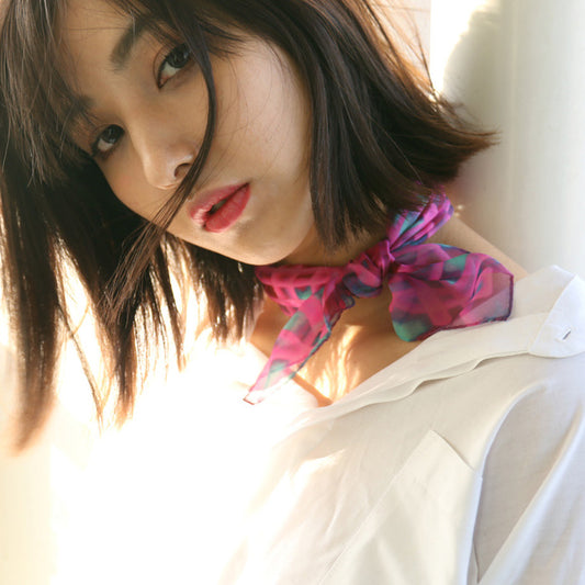 buy beautiful fashion pink silk scarves online スカーフ スカーフコーデ paris taipei tokyo harrods isetan farfetch pink brink chiffon bambi watanabe 渡边万美