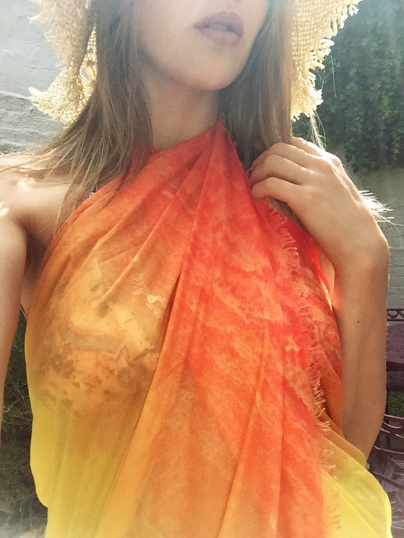 buy orange silk modal scarf online paris taipei tokyo from a friend of mine