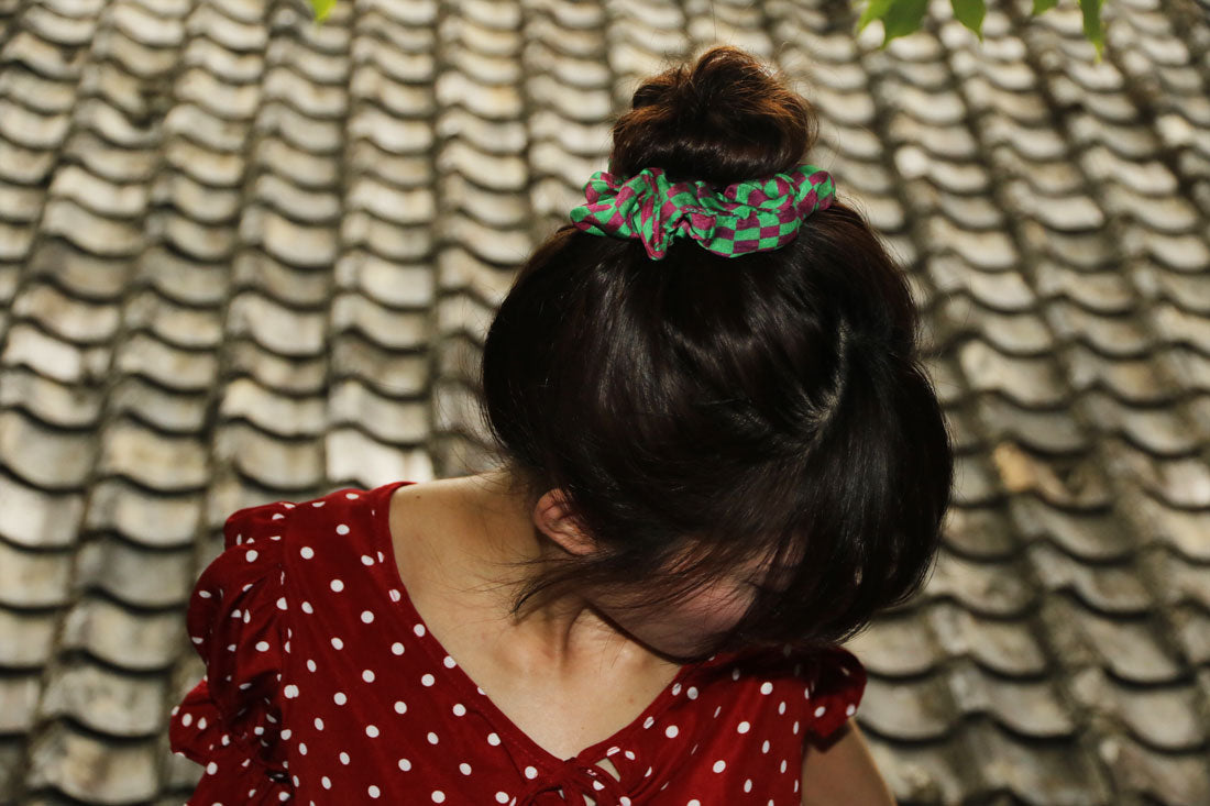 buy green fashion silk scrunchie online paris taipei tokyo harvey nichols isetan selfridges barneys new york