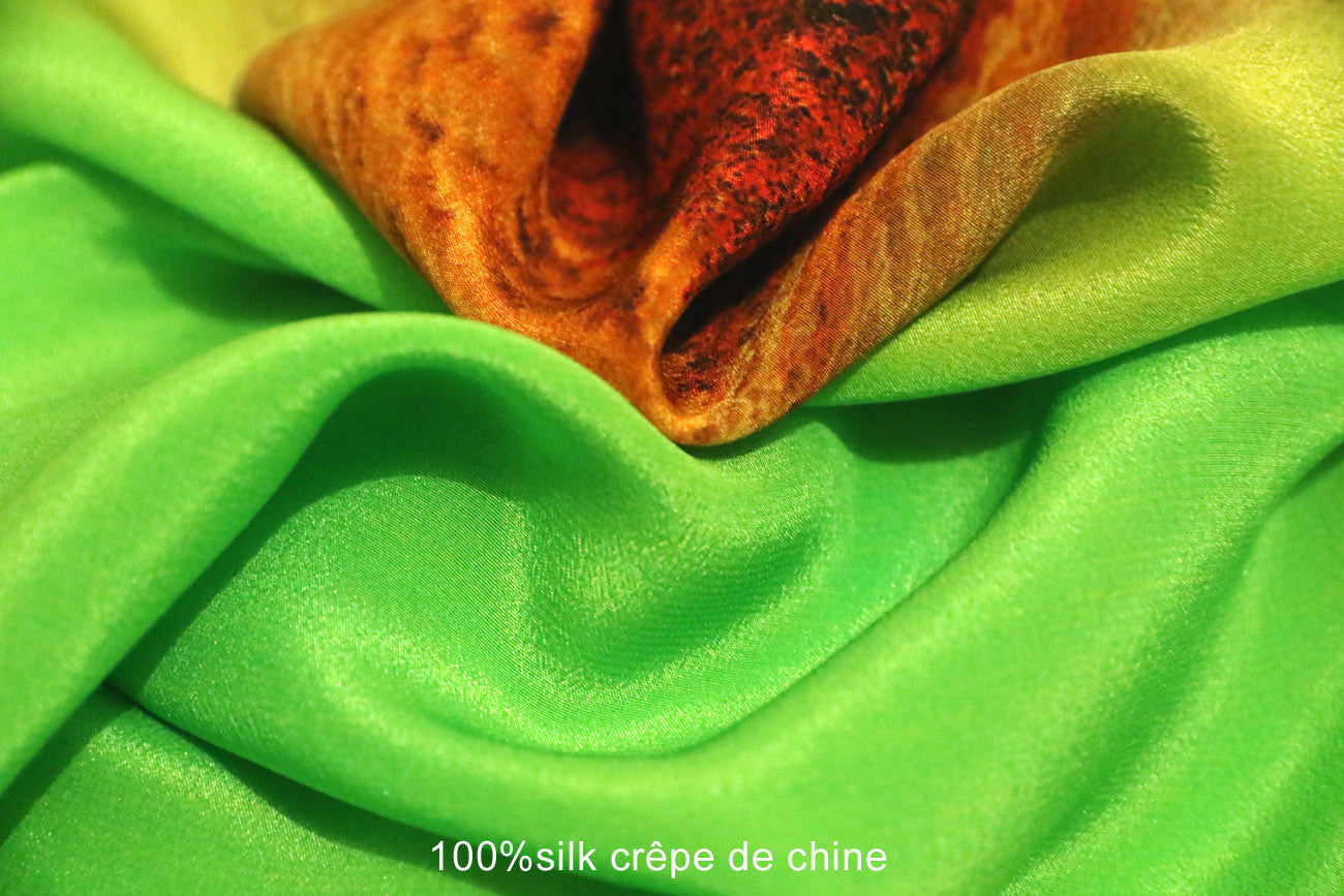 < Limited Edition >  Silk crêpe de chine scarf "Labyrinth1"