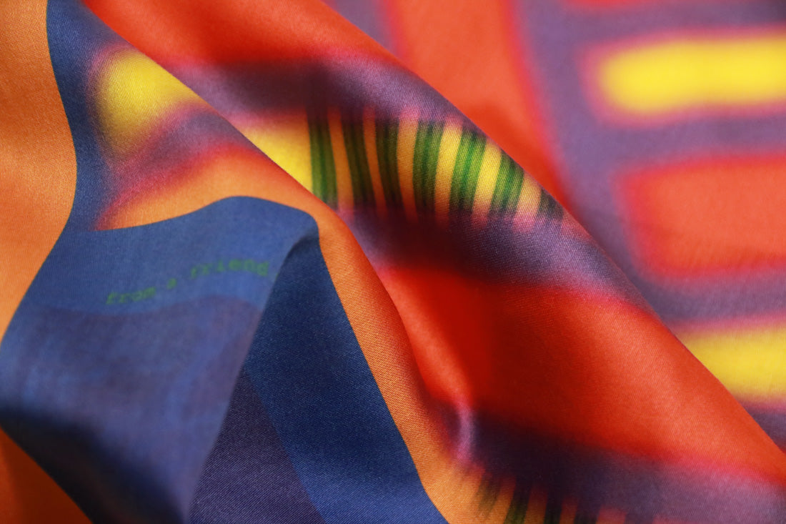 printed rainbow cotton satin scarf from a friend of mine online paris taipei tokyo