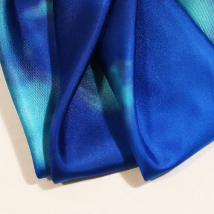 < Limited Edition >  Luxury Big Blue Silk scarf "Labyrinth11" 140x140cm FREE SHIPPING