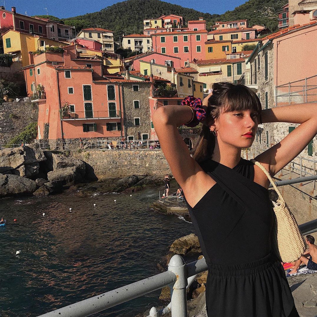 JPG Style Orange Purple Silk Scrunchie "Mille Plateaux" Pair