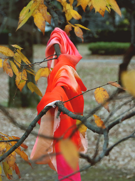 shop beautiful luxury red scarlet scarf in silk & modal in paris taipei tokyo. Perfect gift for her neiman marcus, harvey nichols and wallpaper store.